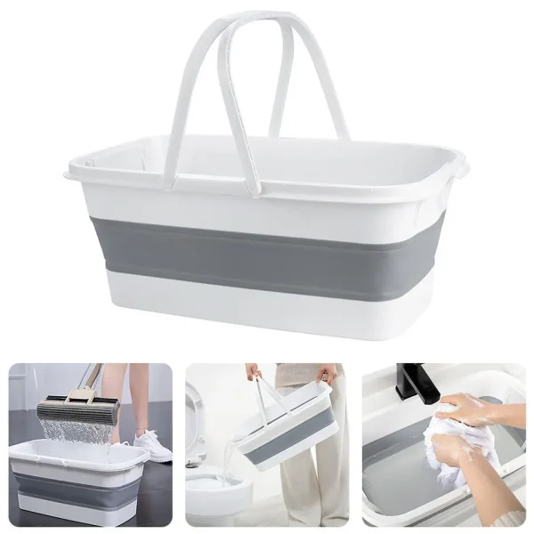 Portable Silicone Folding Car Wash Bucket Large Mop Bucket, Rectangular Thickened Plastic Household 2