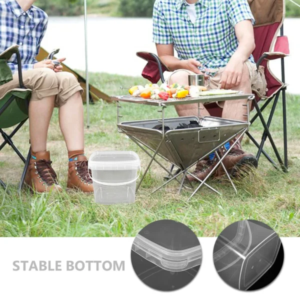 Plastic Bucket Square Containers With Handle Clear Food Empty Portable Farm Water Small Storage Household Bucket 2