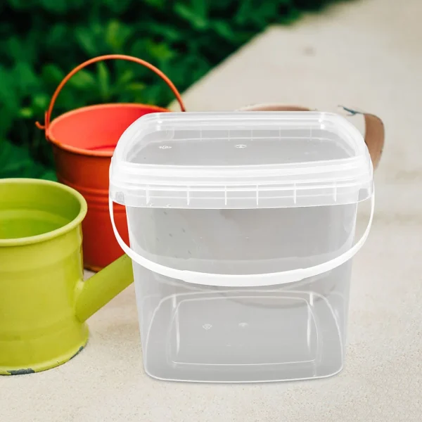 Plastic Bucket Square Containers With Handle Clear Food Empty Portable Farm Water Small Storage Household Bucket 4