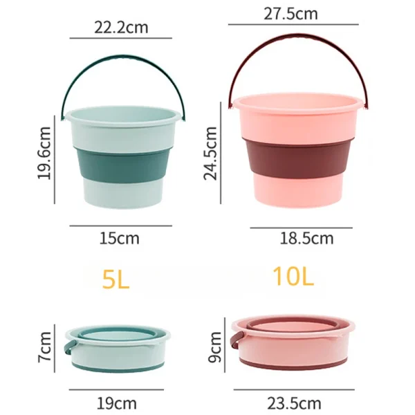 Silicone Bucket for Fishing Promotion Folding Bucket Car Wash Outdoor Fishing Supplies Square Bathroom Kitchen Camp Bucket 6