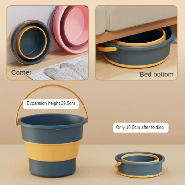 5/10L Folding Portable Bucket with Cover Car Wash Fishing Bathroom Tool Silicone Bucket Outdoor Camping Household Supplies 4