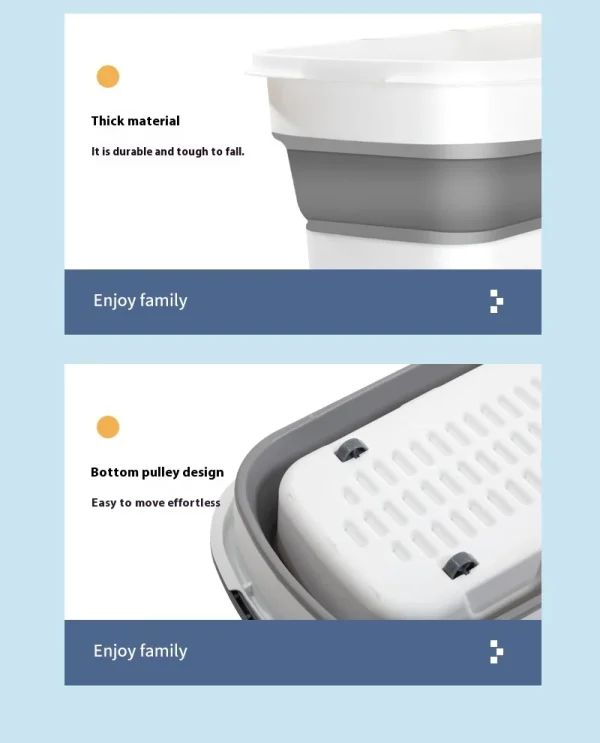 Portable Silicone Bucket, Used for Household Large Mop Bucket Rectangular Thickened Plastic Folding Car Washing Bucket, Water St 4