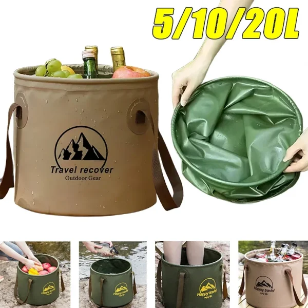 5/10/20L Outdoor Multifunctional Bucket Collapsible Portable Travel Bucket Large Capacity Carrying Bucket Camping Fishing Bucket 3
