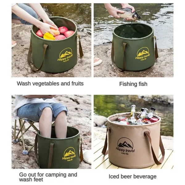 5/10/20L Outdoor Multifunctional Bucket Collapsible Portable Travel Bucket Large Capacity Carrying Bucket Camping Fishing Bucket 5