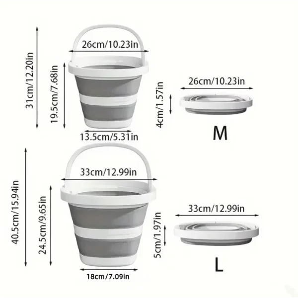 Versatile Folding Water Bucket with Handle for Home and Outdoor Use - Collapsible Fishing Pail for Portable Storage 3