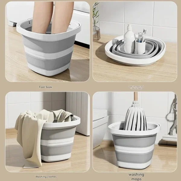Versatile Folding Water Bucket with Handle for Home and Outdoor Use - Collapsible Fishing Pail for Portable Storage 4