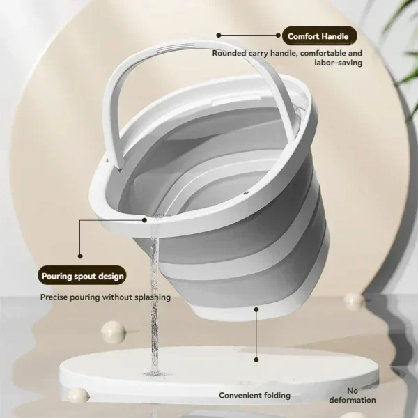 Versatile Folding Water Bucket with Handle for Home and Outdoor Use - Collapsible Fishing Pail for Portable Storage 6