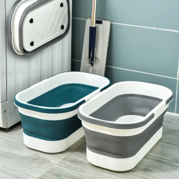 Foldable Laundry Basket with Wheel Portable Wash Bucket with Handle Space Saving for Camping Traveling Picnic 1