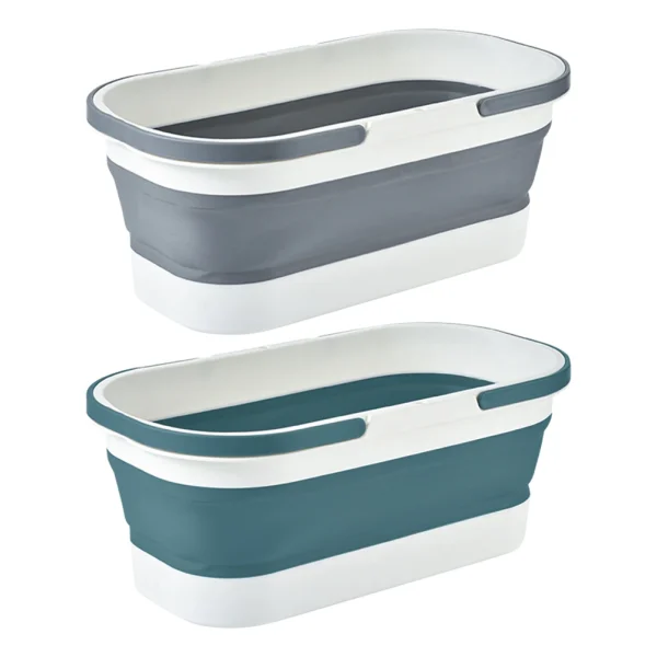 Foldable Laundry Basket with Wheel Portable Wash Bucket with Handle Space Saving for Camping Traveling Picnic 2