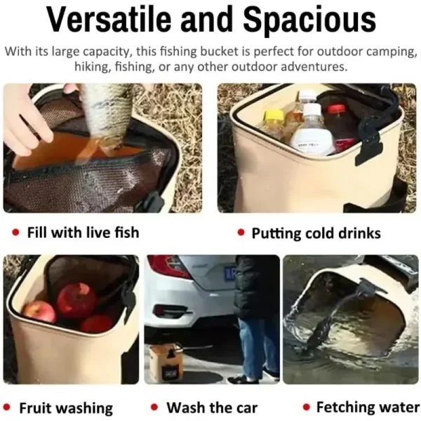 8/13L Collapsible Water Bucket with Lid Portable Foldable Storage Container Durable Multi Purpose Washing Bin for Home Use 5