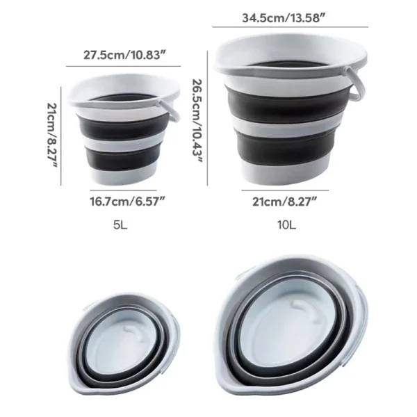 Collapsible Water Bucket, Foldable Round Tub for House Cleaning, Space Saving, Outdoor Waterpot for Garden, Portable Fishing 6