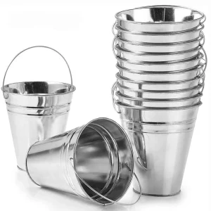 10 Pack Large Galvanized Metal Buckets with Handle  12.8*11.5CM- Unique Goody Baskets, Great for Party Favors, Party Accessories 1