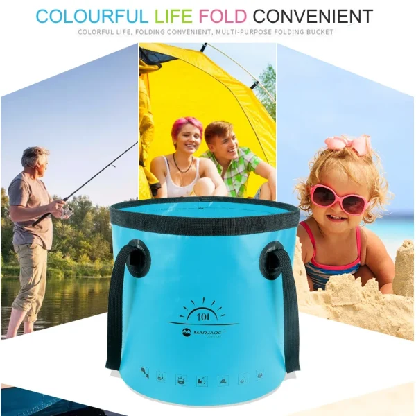 10L Portable Bucket Waterproof Water Storage Bag Multifunction Collapsible Bucket Lightweight for Travel Fishing Boating 2
