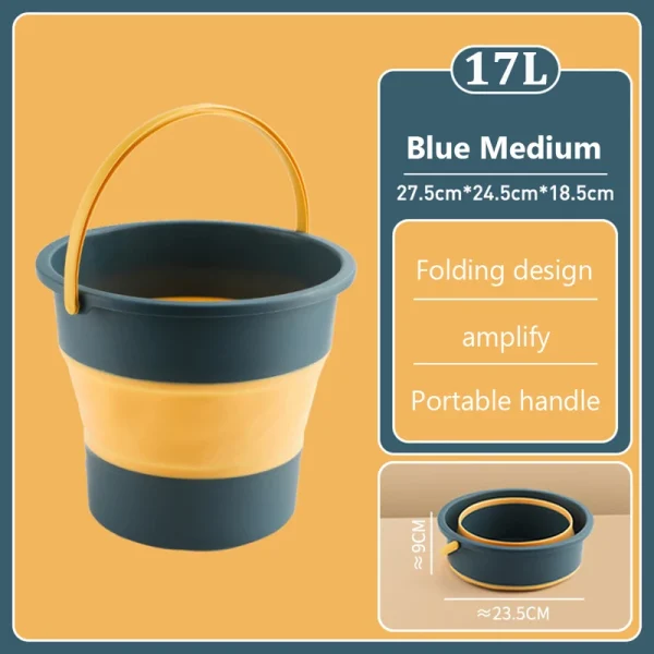 17LSilicone Bucket for Fishing Promotion Folding Bucket Car Wash Outdoor Fishing Supplies Square Bathroom Kitchen Camp Bucket 6