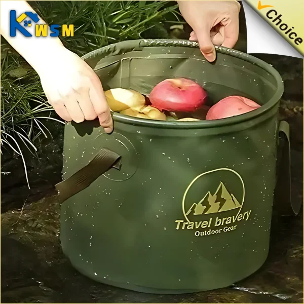 5/10/20L Folding Portable Bucket with Cover Car Wash Fishing Bathroom Tool Silicone Bucket Outdoor Camping Household Supplies 1