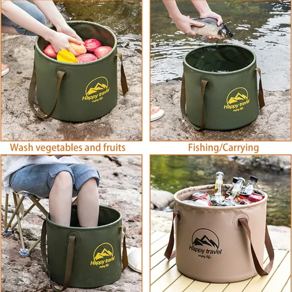 5/10/20L Folding Portable Bucket with Cover Car Wash Fishing Bathroom Tool Silicone Bucket Outdoor Camping Household Supplies 5