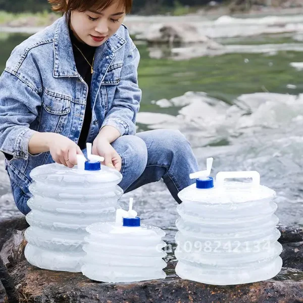 Portable Self-Driving Tour Plastic Bucket Folding Water Storage Tank for Home Car Travel Transparent with Multiple Sizes 2