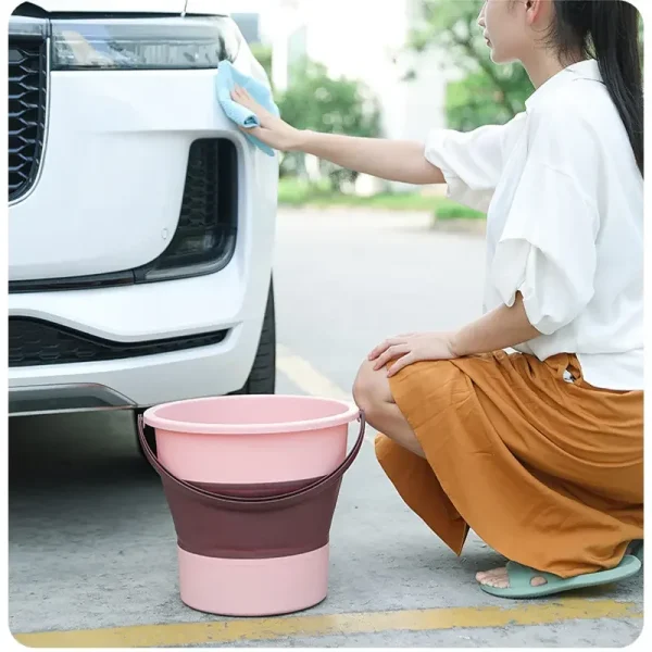 5/10/17L Portable Folding Bucket  Multifunctional Thickened Silicone Bucket for Car Washing and Fishing  Camping Folding Bucket 5