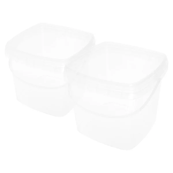 2Pcs Square Bucket Plastic Bucket Clear Buckets Food Storage Ice Cream Tub Washing Basin Milk Jug With Lid Plastic Pail 5