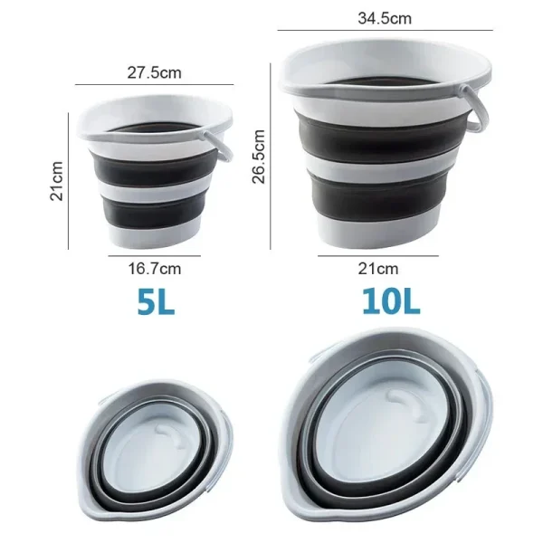 5/10/15L Portable Folding Bucket for Washing Outdoor Foldable Basin Silicone Water Bucket Camping Space Saving Car Wash Buckets 6
