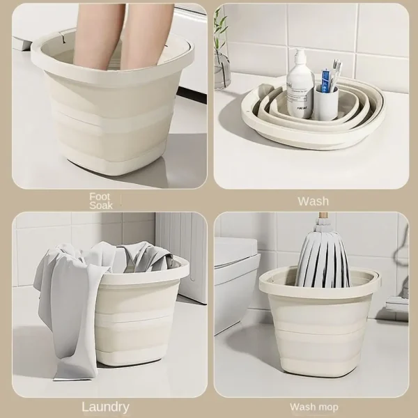 Multifunctional Folding Bucket 5/10L Space-Saving Outdoor Fishing Bucket Compact Thickened Foot Soaking Bucket 5