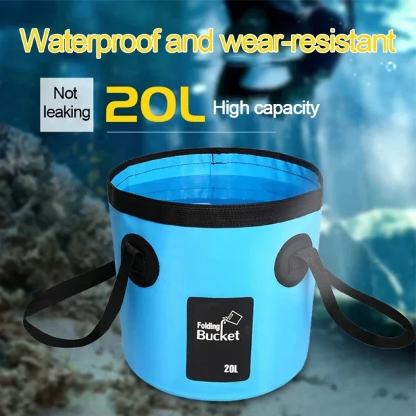 12/20L Portable Folding Bucket, Foldable Fishing Bucket, Camping Water Storage Container Collapsible Outdoor Travel Water Bucket 2