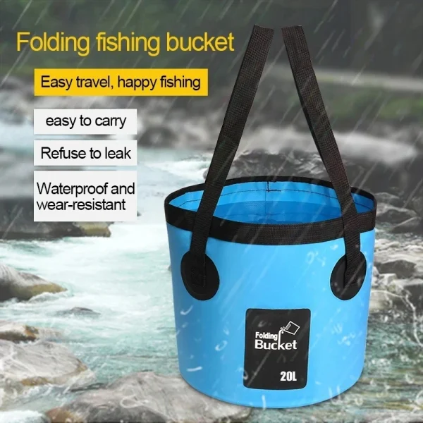 12/20L Portable Folding Bucket, Foldable Fishing Bucket, Camping Water Storage Container Collapsible Outdoor Travel Water Bucket 3