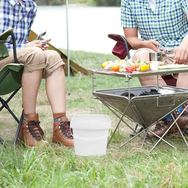 Square Plastic Bucket With Lid Handle Multipurpose Buckets Gardening Bucket Portable Bucket Household Merchandises Food Grade 4