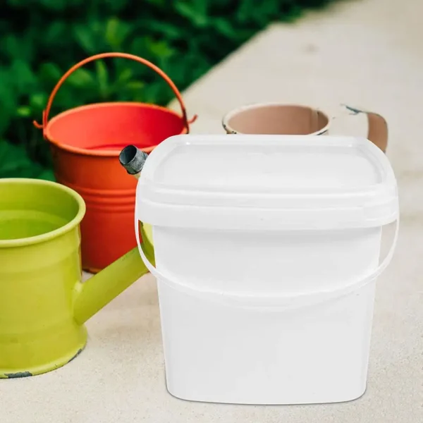 Square Plastic Bucket With Lid Handle Multipurpose Buckets Gardening Bucket Portable Bucket Household Merchandises Food Grade 6