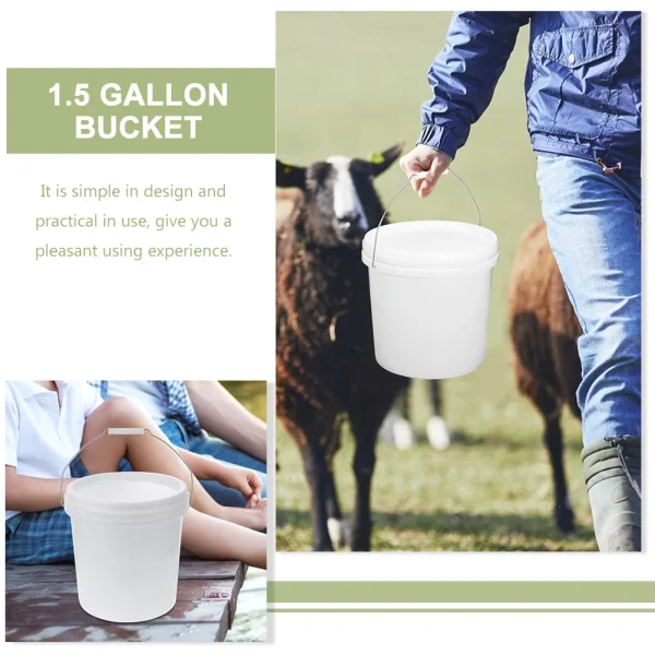 Portable Sturdy Bucket Home Sealed Container Plastic Gallon Pet Food Paint Water Small With Lid Container Household Merchandises 6