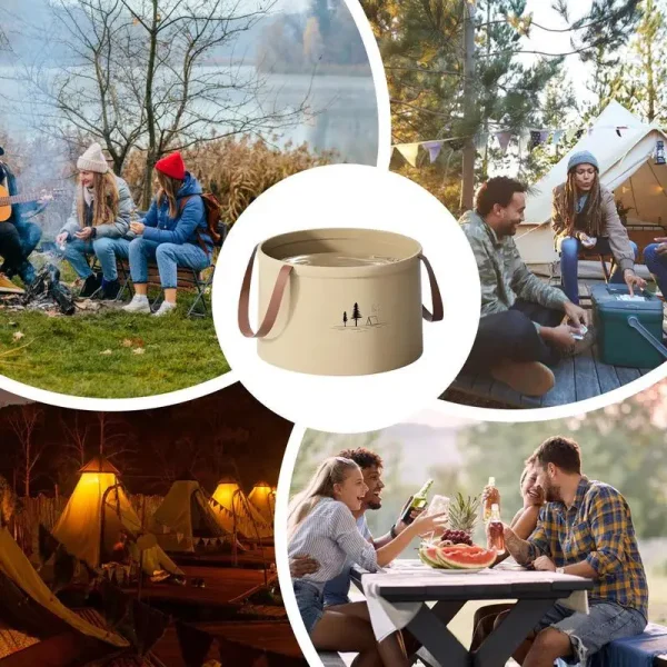 Folding Bucket Small Bucket With Handle High Density Multifunctional Wash Basin Water Container For Camping Beach Car Travel 5