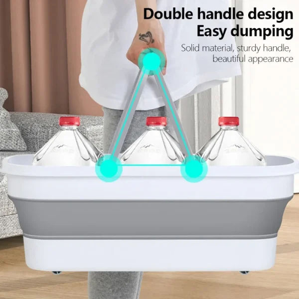 Silicone folding mop bucket,foldable laundry basket,portable for cleaning household items in fishing,camping,and picnic basins 3