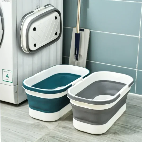 Silicone folding mop bucket,foldable laundry basket,portable for cleaning household items in fishing,camping,and picnic basins 4