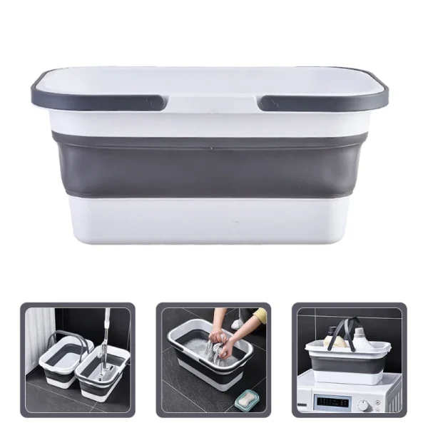 Silicone folding mop bucket,foldable laundry basket,portable for cleaning household items in fishing,camping,and picnic basins 5