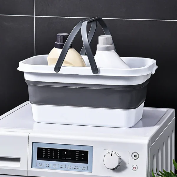 Silicone folding mop bucket,foldable laundry basket,portable for cleaning household items in fishing,camping,and picnic basins 6