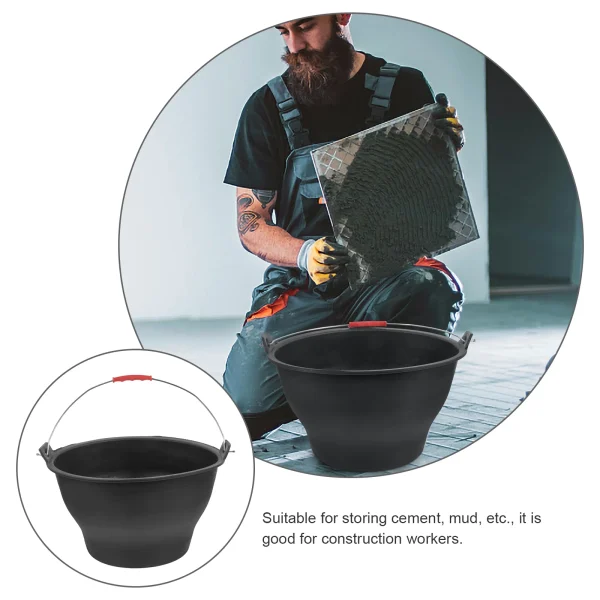 Construction Grey Bucket Flower Pot Thicken Heavy Duty Plastic Cement Buckets Mud 6