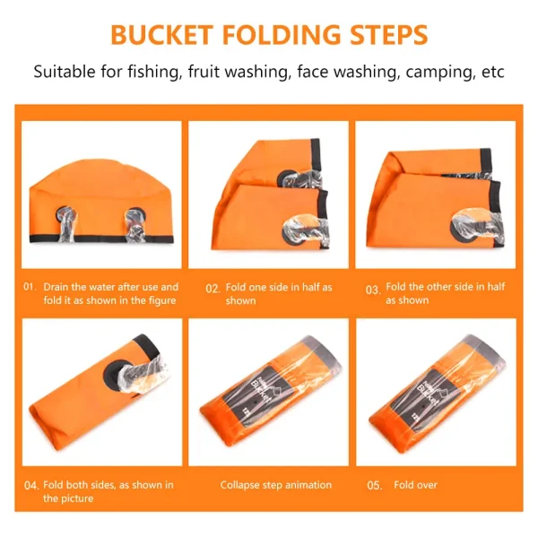 Portable Camping Fishing Water Bucket Foldable Storage Container Collapsible Pail Basin Folding Bucket  Fishing Bucket 5