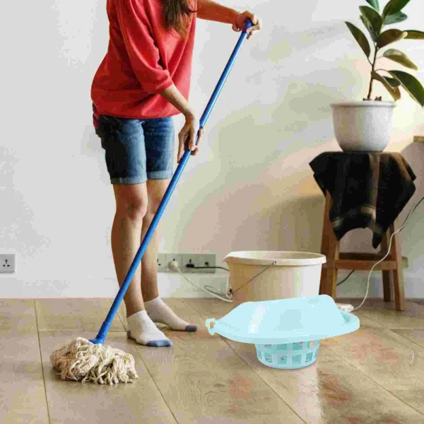 Pop up Bucket Mop Drain Basket Hamper Mopping Drainage Folding Mops Blue Plastic Supplies 4