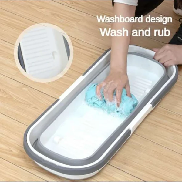 Rectangle Multi-functional Portable Silicone Folding Bucket Laundry Car Wash Cleaning Mop Fishing Camping Household Item 4