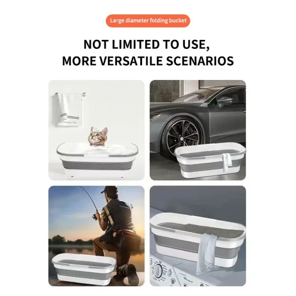 Rectangle Multi-functional Portable Silicone Folding Bucket Laundry Car Wash Cleaning Mop Fishing Camping Household Item 5