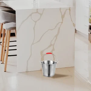Stainless Steel Bucket 24cm 6.0L Handled Portable Water Milk Container Corrosion Resistant Resistant Rust Proof 1