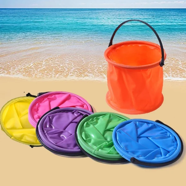 Beach Sand toys Play Bucket Toy Folding Collapsible Bucket Gardening Tool Outdoor Pool Play Tool Toy Kids Summer Water Fun 1