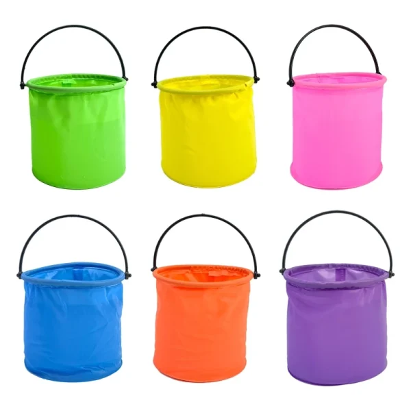 Beach Sand toys Play Bucket Toy Folding Collapsible Bucket Gardening Tool Outdoor Pool Play Tool Toy Kids Summer Water Fun 2