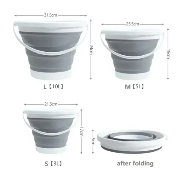 10L Collapsible Bucket Round Silicone Laundry Car Washing Bucket Outdoor Fishing Travel Camp Household Storage 5