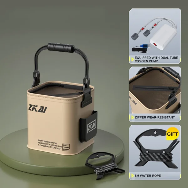 Portable Foldable Fish Bucket With Handle Sturdy Fishing Protection Bucket For Gardening/Planting Water Bottle Folding Cube 6