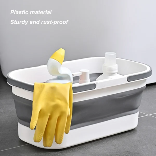 Portable Silicone Mop Bucket Folding Bucket Car Wash Basin Rectangular Thickened 12L Car Washing Bucket Water Bathroom Accessory 1