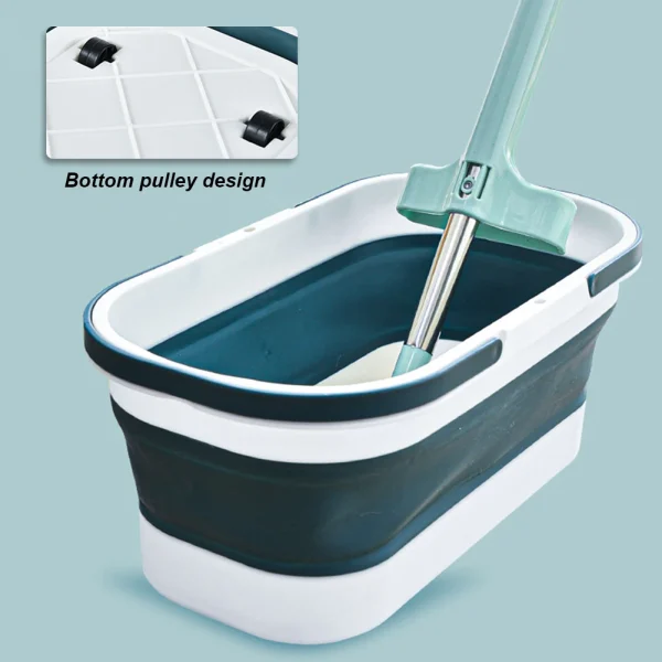 Portable Silicone Mop Bucket Folding Bucket Car Wash Basin Rectangular Thickened 12L Car Washing Bucket Water Bathroom Accessory 2