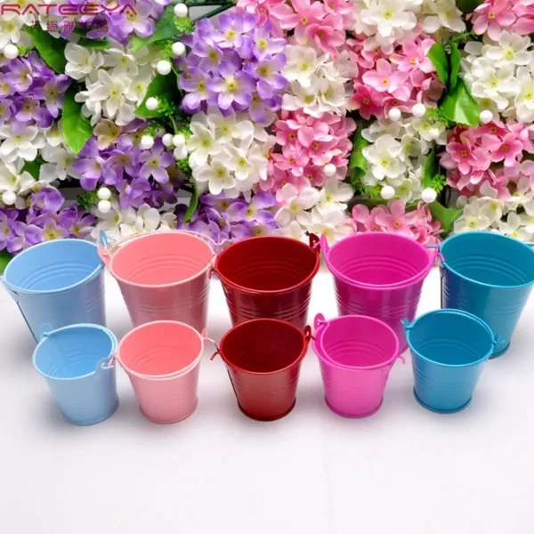 Mini Bucket 6* 4*5.5cm Small Iron Barrel Tinplate Mini Tub Decorative Kegs Anti-deform Bright Color Durable Home Candy Craft 4