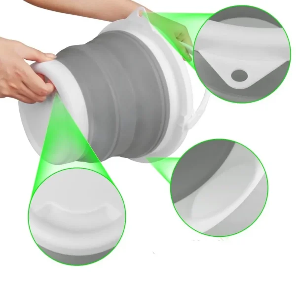 3L Collapsable Portable Foldable Bucket Thick Folding Silicone Cover Wash Car Bucket Camping Travel Fishing Bucket 2