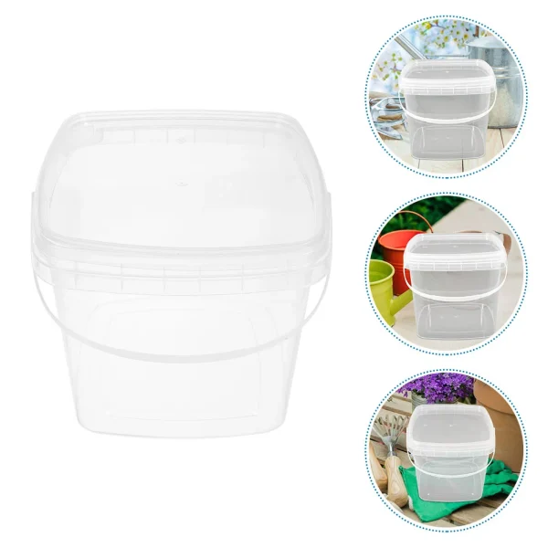Plastic Bucket Compact Lightweight Farm Bucket Portable Water Bucket Storage Bucket Sturdy Transparent Reusable Food Bucket 2